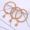 3pcs/set Bracelets For Women Gold Silvery 3D Leaves Charms Bracelet Elastic Popcorn Chain 2022 Jewelry Party Gifts