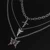 3pcs/set Butterfly Rose Angel Cross Pendant Necklace Multilayer Women Choker Long Chain Necklaces Harajuku Punk Jewelry