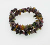 3rows Tourmaline multicolor baroque 3-4mm bracelet 7.5inch   beads nature
