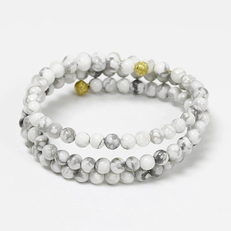 3rows white turquoise round 4mm bracelet 20inch   beads nature freeshipping gift