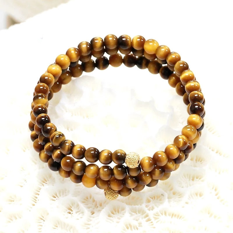 3rows yellow tigereye round 4mm bracelet 20inch   beads nature freeshipping gift