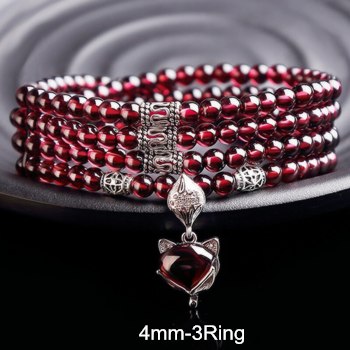 4/6mm Fox 925 silver Bracelet 100% Natural Garnet Red Bracelet Charms Crystal Bracelet For Women