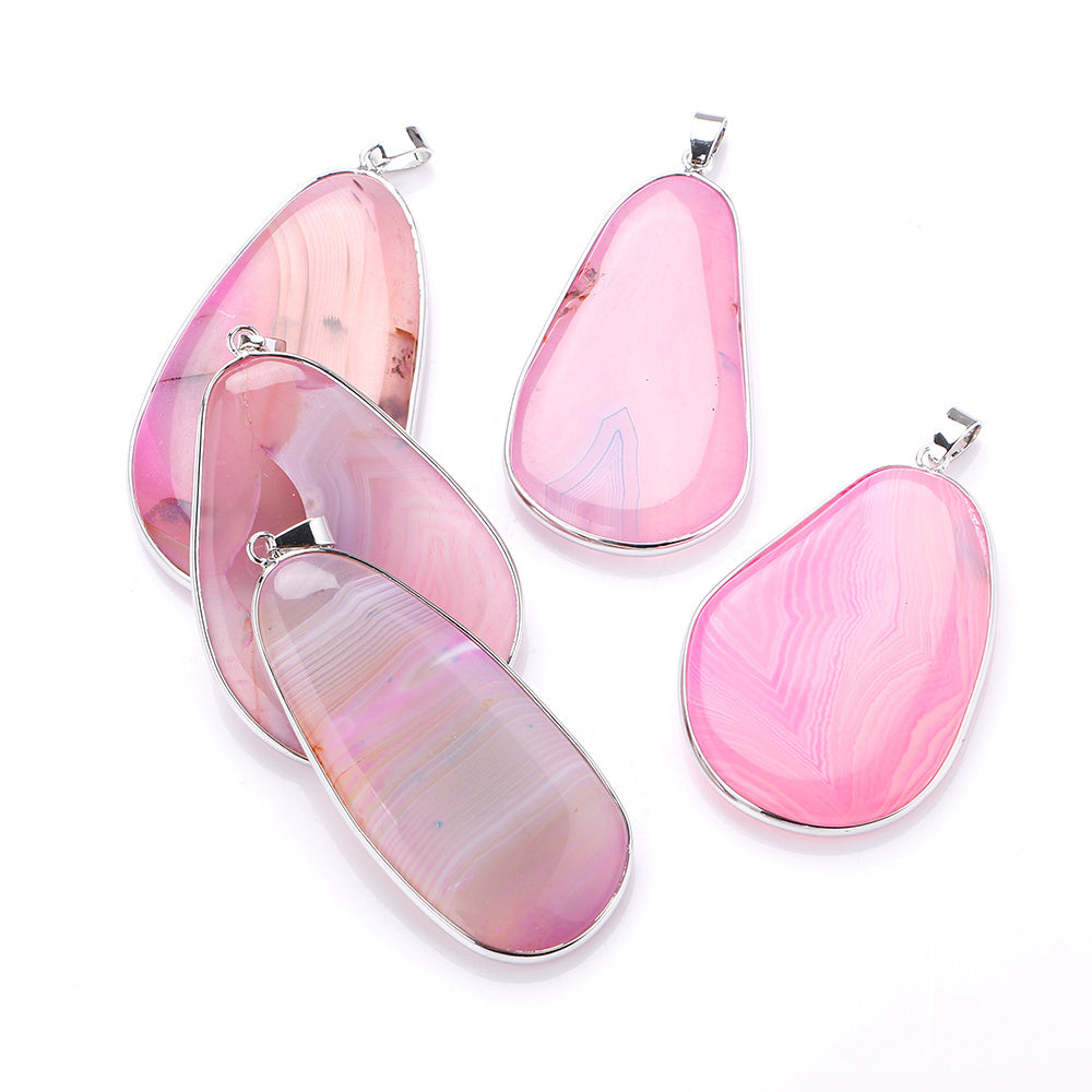 4 Color Mode Unisex Striped Agate Pendant Necklace Crystal Water Drop Necklace Fashion Jewelry Natural Crystal Multi-Color Stone
