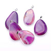 4 Color Mode Unisex Striped Agate Pendant Necklace Crystal Water Drop Necklace Fashion Jewelry Natural Crystal Multi-Color Stone