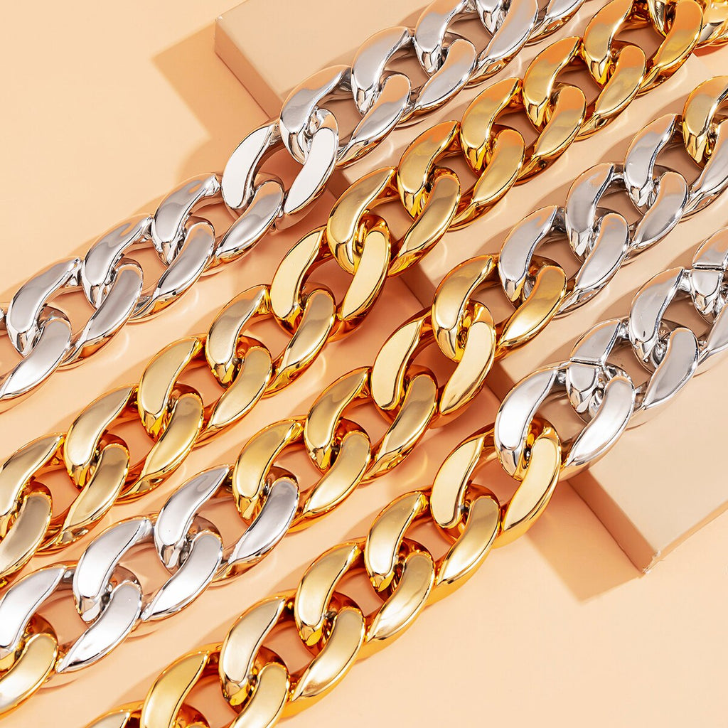 4 Colors Big Chunky Chain Necklace for Women Men 2021 Trendy CCB Plastic Gold Sliver Color Choker Necklace Statement Necklaces