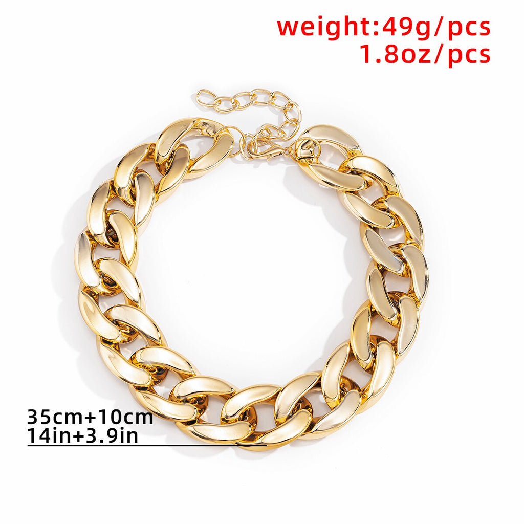 4 Colors Big Chunky Chain Necklace for Women Men 2021 Trendy CCB Plastic Gold Sliver Color Choker Necklace Statement Necklaces