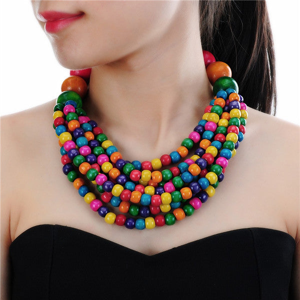 4 Colors Collar Creative Chain Style Bib Pendant Necklace Woodiness Necklaces Colorful Jewelry