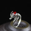 4 Colors Cute Fox Wedding Ring Chalcedony Red Garnet 100% 925 Sterling Silver Ring For Women Vintage Animal Fine Jewelry SR13