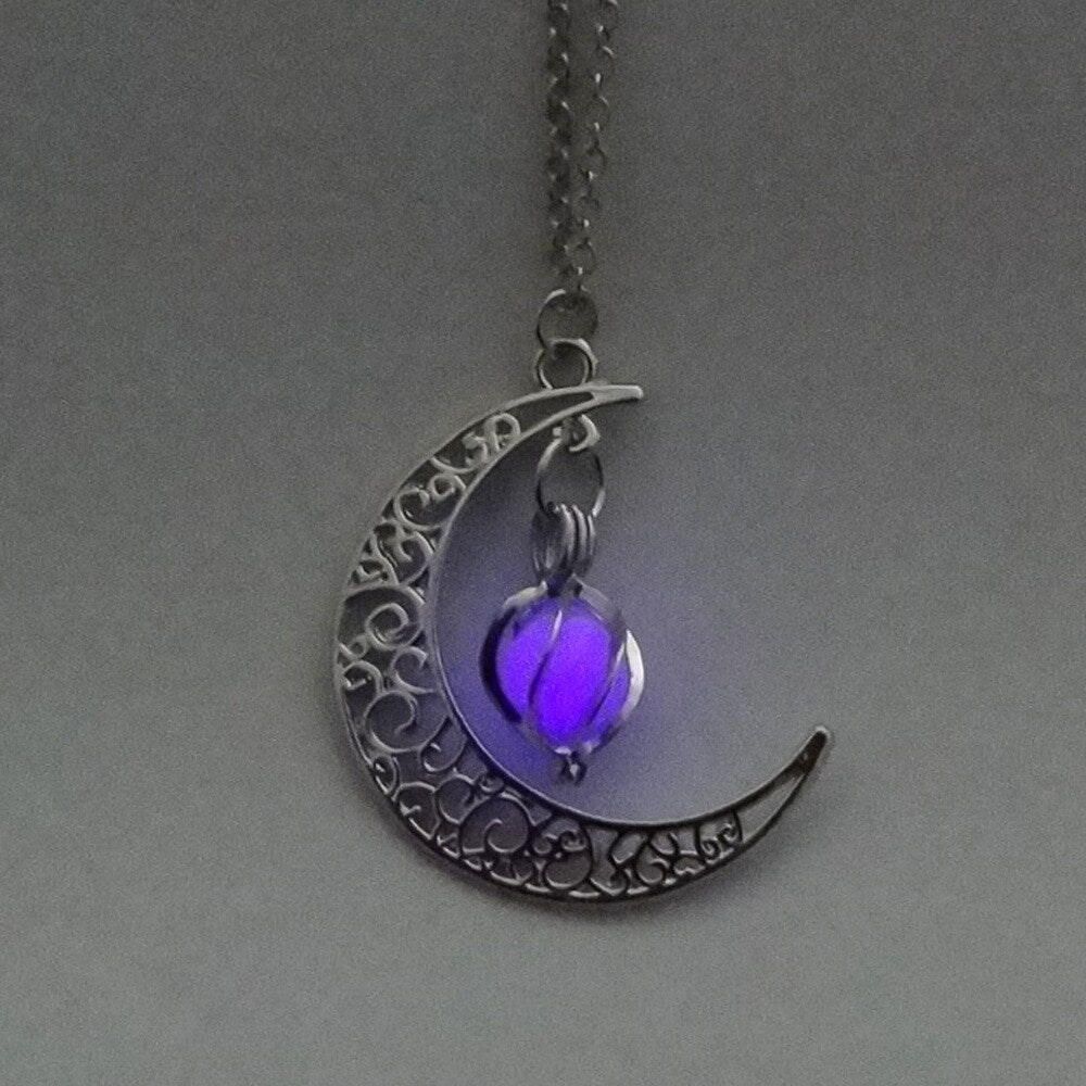 Silver Zinc And Alloy Steel Mini Glow in the Dark Moon Pendant at