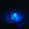 4 Colors Glow in the Dark Moon Necklace with Silver Color Crescent Moon Shaped Glowing Pendant Necklace for Christmas Gift