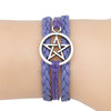 4 Colors  Gothic  Antique Pentagram Charms Wiccan Pentacle Leather Bracelets Vintage Jewelry Gift for Women Men