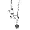 4 Colors Stethoscope Necklace Lariat Heart Pendant Necklace Newest Nurse Medical Necklace Collares Bijoux Femme