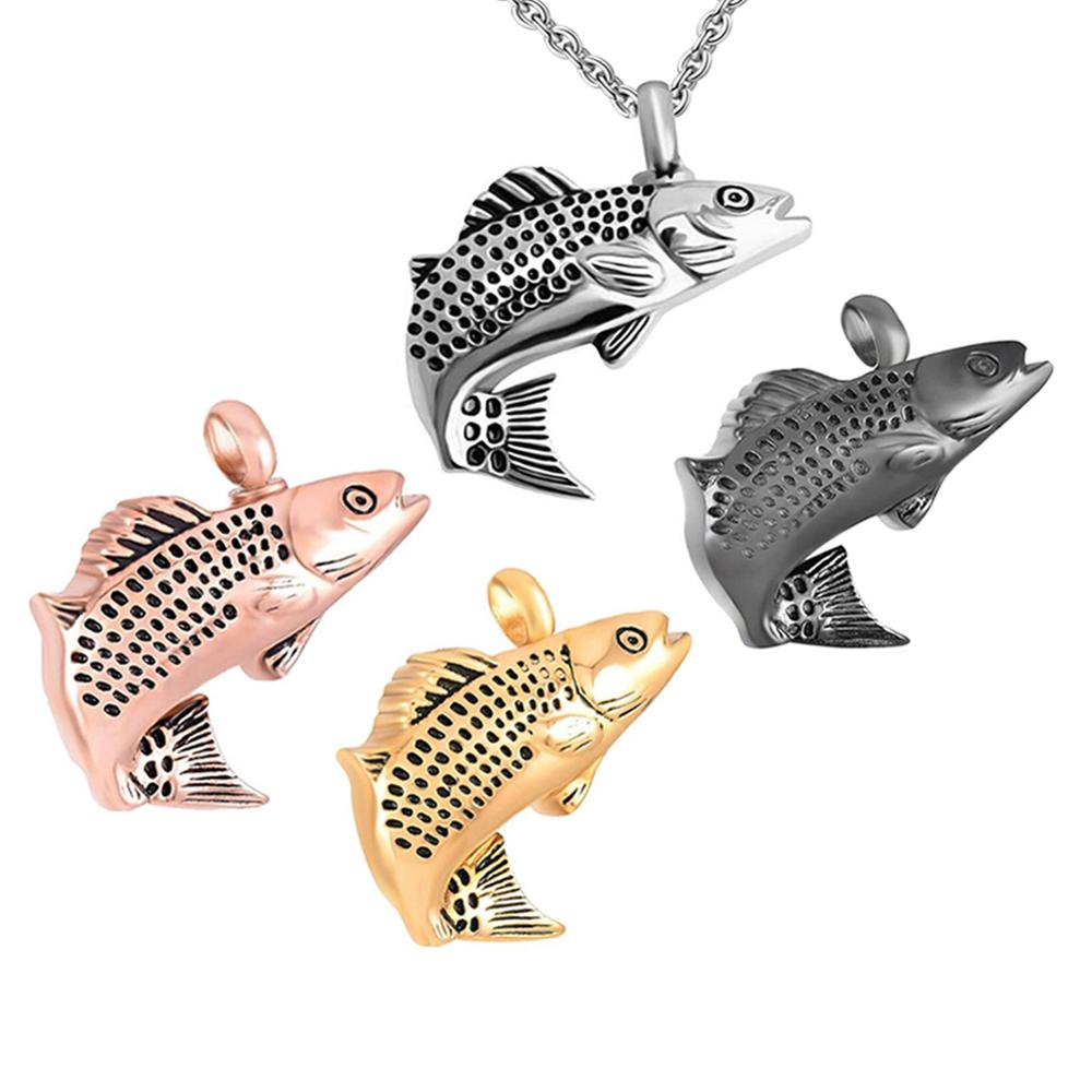 4 colors Fish Cremation Jewelry for Ashes Memorial Ashes Keepsake Necklace Stainless Steel Urn Necklace Pendant  +Fill kit