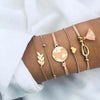 4-piece Lotus Pearl Black Hand Woven Bracelet Simple And Creative Hollow Out Love Women's Bracelet 2021  Bohemian Bracelet