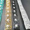 40CM Bling Crystal Ribbon Wrap Trim Rhinestone Cup Chain Pearl Crystal Chain DIY Wedding Cake Party Decoration