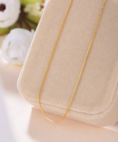 40cm-60cm 100% Real 925 Sterling Silver with Gold Color 0.7mm Box Chain Necklace for Women Kids Girls Men fashion silver Jewelry