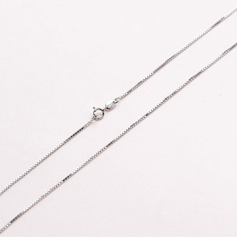 40cm-60cm 100% Real 925 Sterling Silver with Gold Color 0.7mm Box Chain Necklace for Women Kids Girls Men fashion silver Jewelry