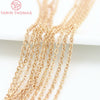 (4295)2Meter width:1.5MM 2MM 24K Champagne Gold Color Brass Flat Oval Chains Necklace Chains  Jewelry Accessories