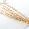 (4295)2Meter width:1.5MM 2MM 24K Champagne Gold Color Brass Flat Oval Chains Necklace Chains  Jewelry Accessories