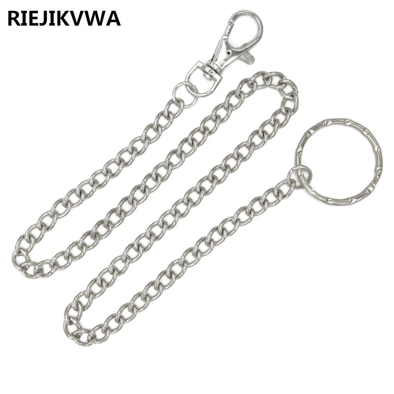 45cm-Long-Metal-Wallet-Belt-Chain-Rock-Punk-Trousers-Hipster-Pant-Jean-Keychain-Silver-Ring-Clip
