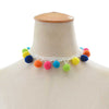 4Color Harajuku Colorful Fur Ball Tassel Choker Necklace For Women Ethnic Pompon Fluffy Necklaces Chokers Choker Chocker