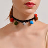 4Color Harajuku Colorful Fur Ball Tassel Choker Necklace For Women Ethnic Pompon Fluffy Necklaces Chokers Choker Chocker