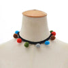 4Color Harajuku Colorful Fur Ball Tassel Choker Necklace For Women Ethnic Pompon Fluffy Necklaces Chokers Choker Chocker