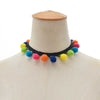 4Color Harajuku Colorful Fur Ball Tassel Choker Necklace For Women Ethnic Pompon Fluffy Necklaces Chokers Choker Chocker