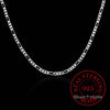 4MM Figaro Chains  Personality  Unisex Party Wedding Gift 925 Sterling Silver Chain Necklace for Women Men