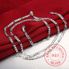 4MM Figaro Chains  Personality  Unisex Party Wedding Gift 925 Sterling Silver Chain Necklace for Women Men