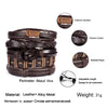 4PCS/SET Vintage Leaf Pendant Rice Beads Adjustable Rope Chain Bracelet Punk Braided Wrap Wristbands For Men  Jewelry