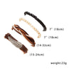 4PCS/SET Vintage Leaf Pendant Rice Beads Adjustable Rope Chain Bracelet Punk Braided Wrap Wristbands For Men  Jewelry
