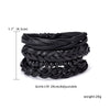 4PCS/SET Vintage Leaf Pendant Rice Beads Adjustable Rope Chain Bracelet Punk Braided Wrap Wristbands For Men  Jewelry