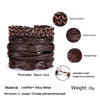4PCS/SET Vintage Leaf Pendant Rice Beads Adjustable Rope Chain Bracelet Punk Braided Wrap Wristbands For Men  Jewelry