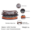 4PCS/SET Vintage Leaf Pendant Rice Beads Adjustable Rope Chain Bracelet Punk Braided Wrap Wristbands For Men  Jewelry