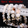 4PCS   Men Bracelet white Agate Buddha Beads Natural Stone Fashion Couple White Lovers Bracelets Gifts Agate Stone Charm