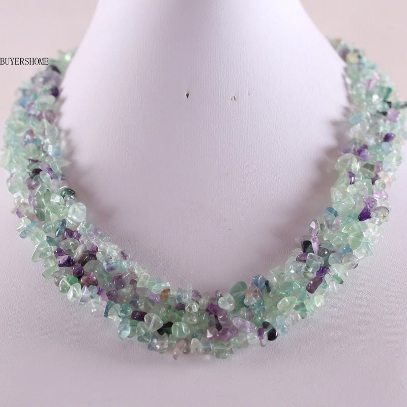 4X8MM C Beads Nylon Line Weave Coral Green Aventurin Crystal Howlite Crystal Opal Shell Unakite Epidote Necklace 18 1Pcs