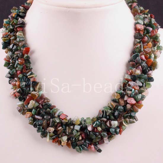 4X8MM C Beads Nylon Line Weave Coral Green Aventurin Crystal Howlite Crystal Opal Shell Unakite Epidote Necklace 18 1Pcs