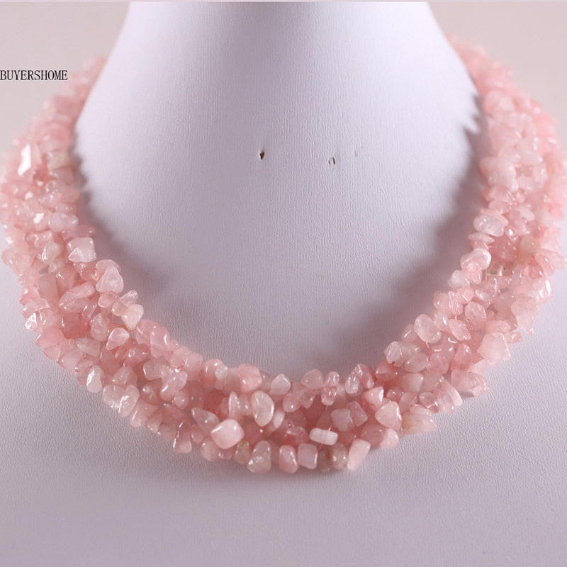 4X8MM C Beads Nylon Line Weave Coral Green Aventurin Crystal Howlite Crystal Opal Shell Unakite Epidote Necklace 18 1Pcs