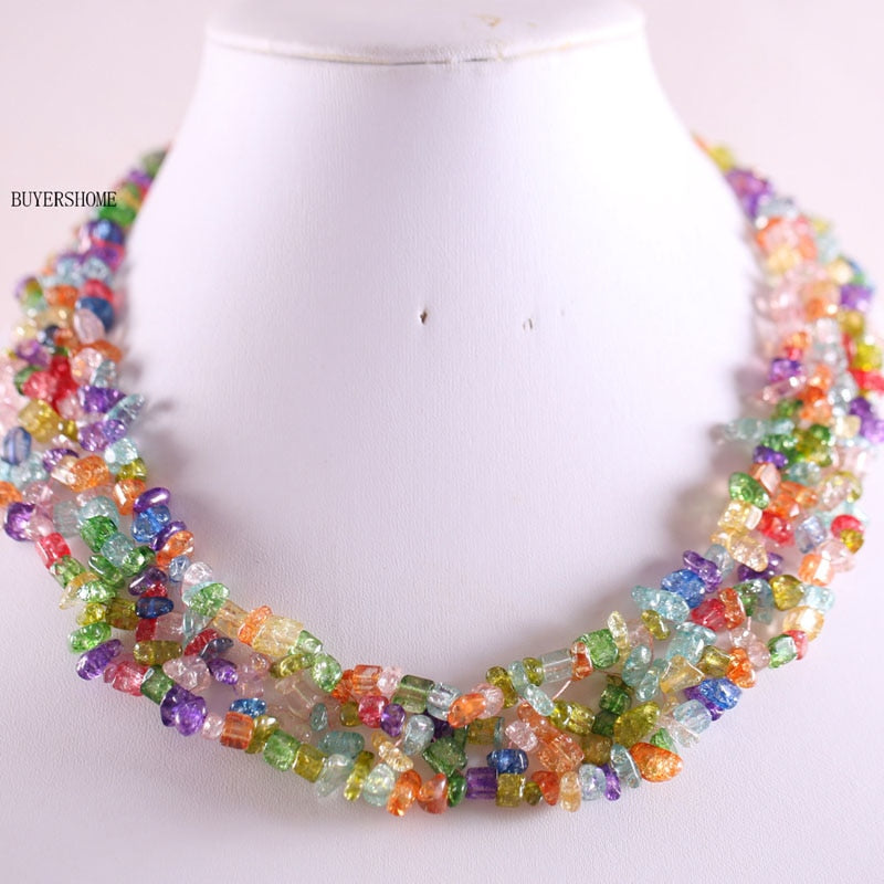 4X8MM C Beads Nylon Line Weave Coral Green Aventurin Crystal Howlite Crystal Opal Shell Unakite Epidote Necklace 18 1Pcs