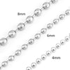 4mm/6mm/8mm Stainless Steel Bead Chain big Ball punk Necklace Women Choker Long (35cm-90cm) ball Necklaces For Men/women