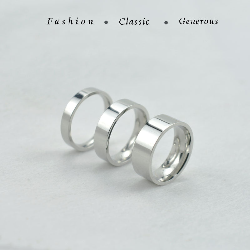 4mm 6mm 8mm Wide Stainless Steel Rings High Polished 2020   Classic And Generous For Men's And Women's Ring Jewelry Gi