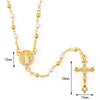 4mm Catholic Rosary  Metal And Pearl Beads Necklace Jewelry Religious Bead Blessed Virgin Mary With Jesus Cross