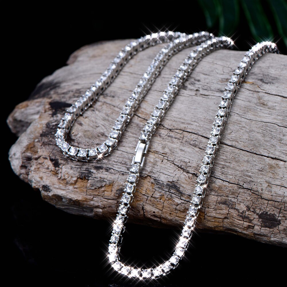 4mm Crystal Rhinestone Choker Necklace Women Wedding Accessories Tennis Chain Chokers Jewelry Collier Femme