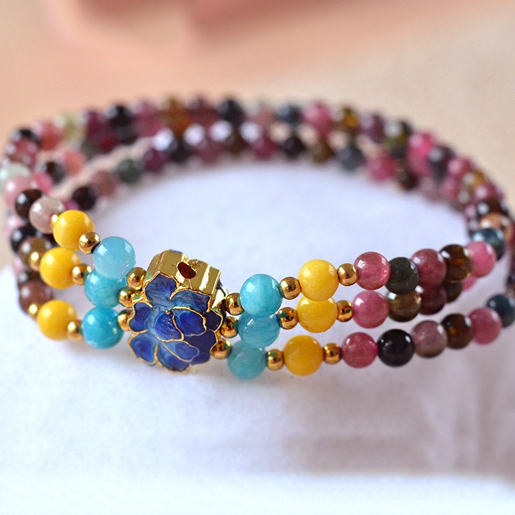 4mm Natural tourmaline Round beads Bracelet jewelry Fine Beaded Bracelets Jewelry For women Gift with certificate Drop Shipping