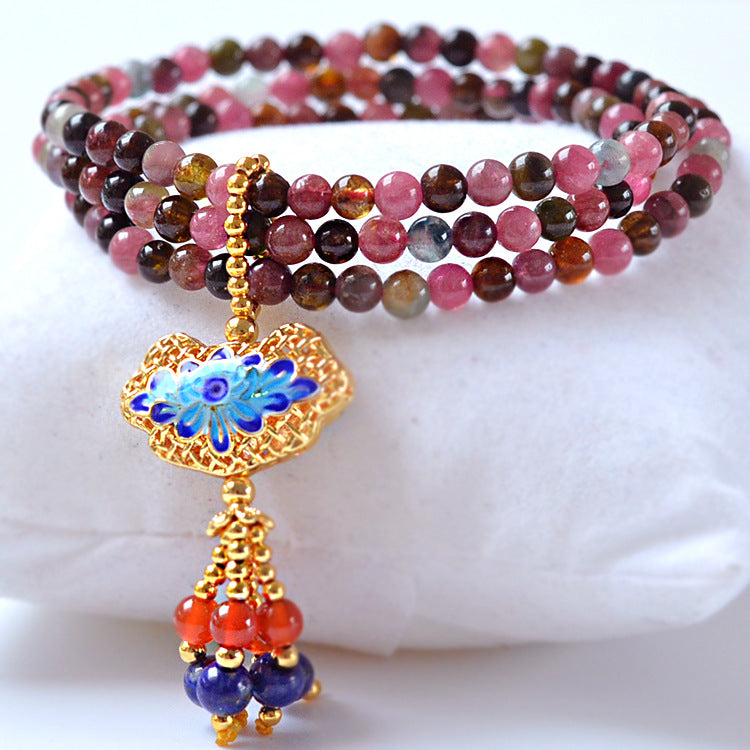 4mm Natural tourmaline Round beads Bracelet jewelry Fine Beaded Bracelets Jewelry For women Gift with certificate Drop Shipping