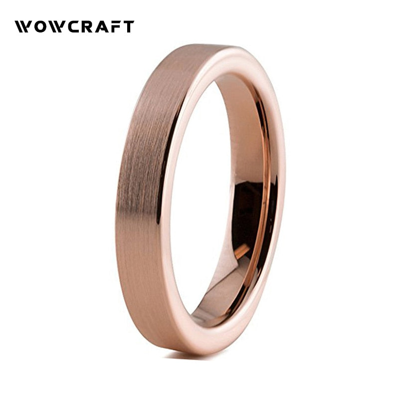 4mm Rose Gold Womens Wedding Band Blue Tungsten Carbide Ring Matte Surface Comfortable Inner Face Style