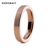 4mm Rose Gold Womens Wedding Band Blue Tungsten Carbide Ring Matte Surface Comfortable Inner Face Style
