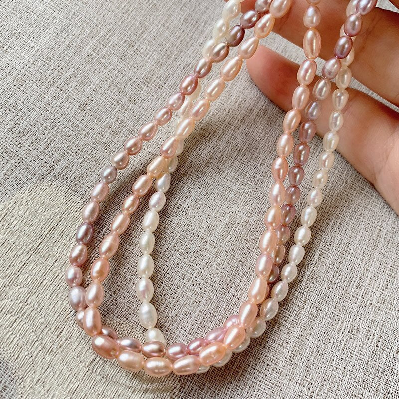 4mm Small Mini Rice Pearl Collar Vintage AA Elegant Natural Freshwater Pearl Choker Necklace Shiny White Pearl Jewelry for Women