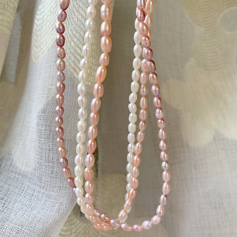 4mm Small Mini Rice Pearl Collar Vintage AA Elegant Natural Freshwater Pearl Choker Necklace Shiny White Pearl Jewelry for Women